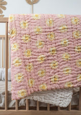 Daisy Pink Cot Quilt - Scar & Ko