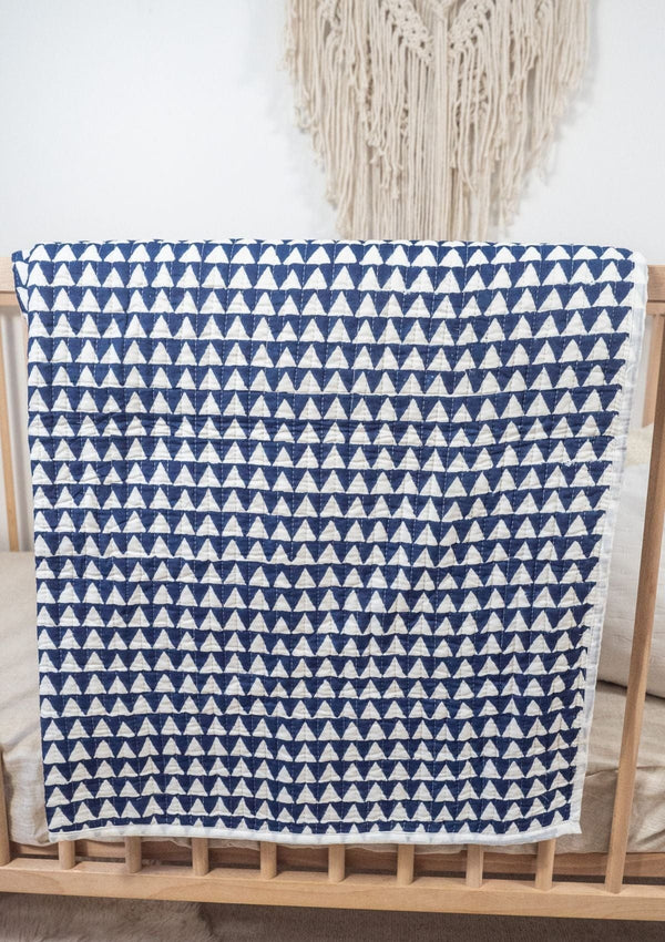 Aztec Blue Cot Quilt - Scar & Ko