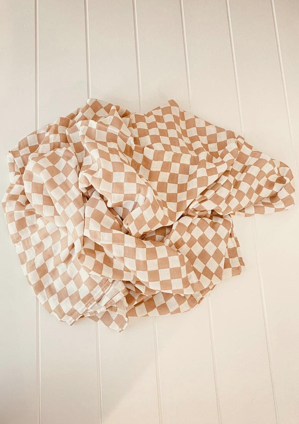 Sand Gingham Swaddle - Scar & Ko