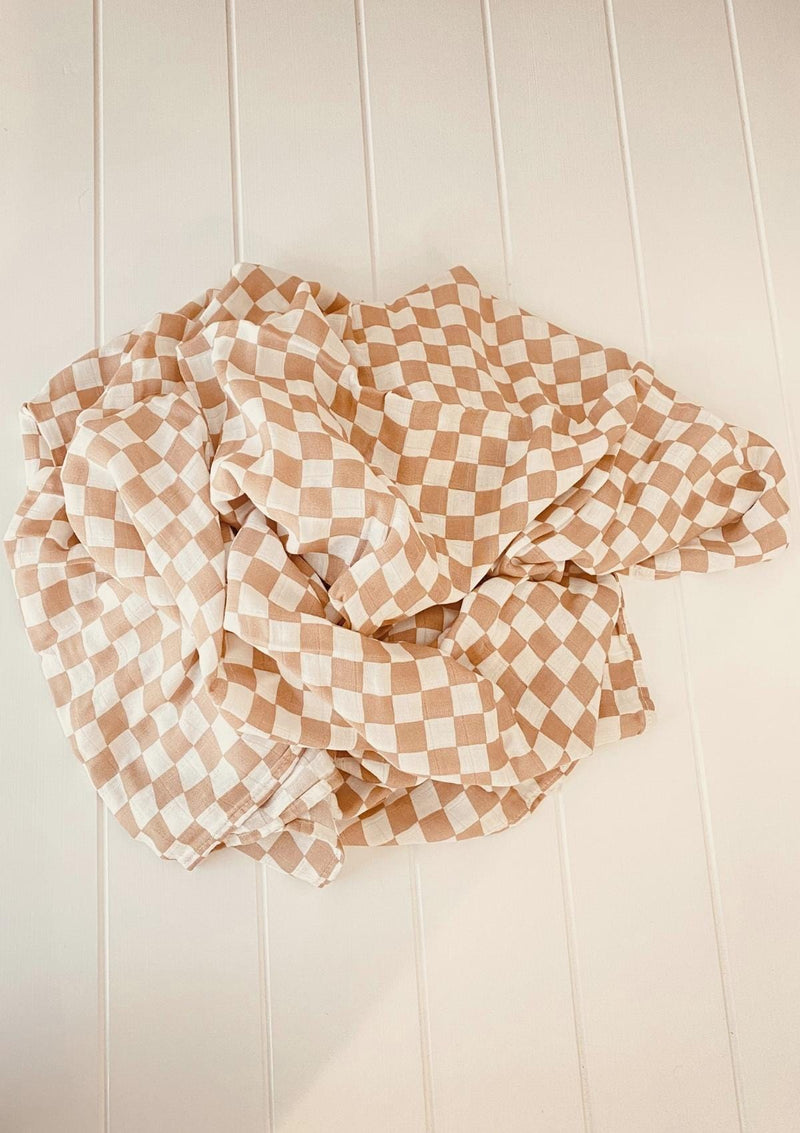 Sand Gingham Swaddle - Scar & Ko